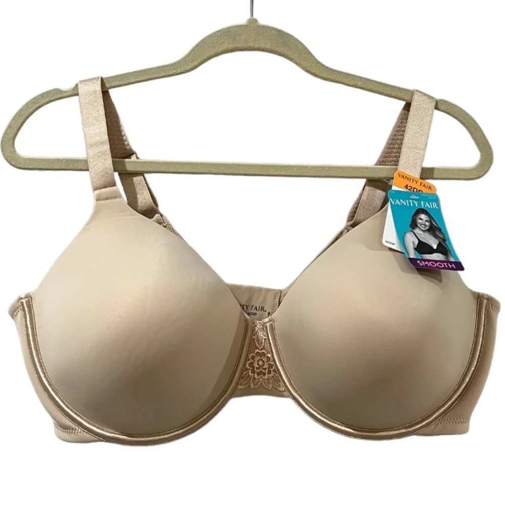 Vanity Fair Full Figure Coverage Back Smoother Underwire Beige Bra Size 42DD - Picture 1 of 7